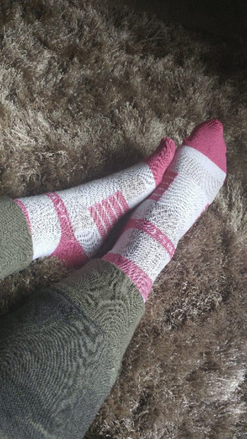 JamSox LaFemme Pink White Crew Sock