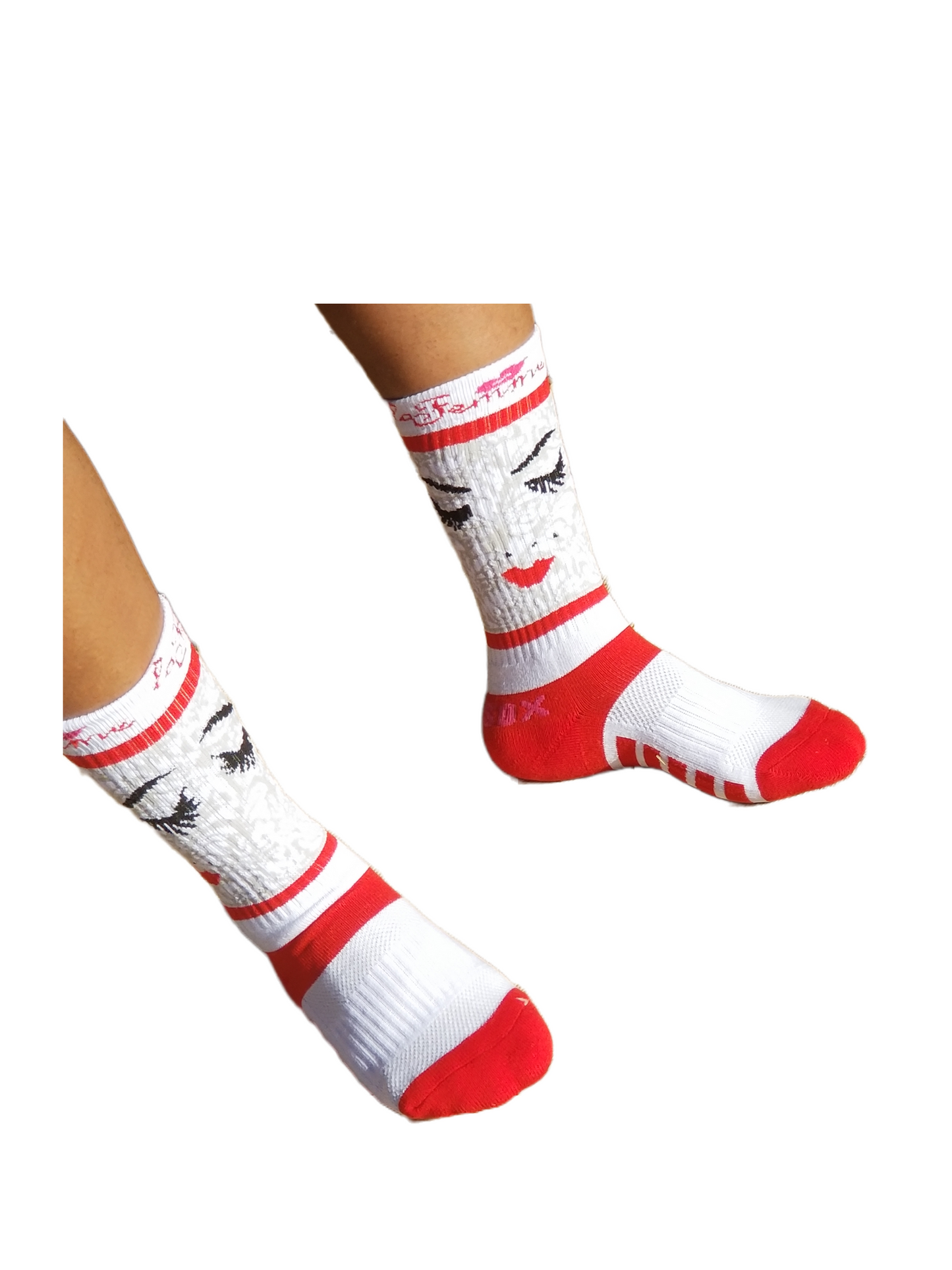 JamSox LaFemme Rouge White Crew Sports Sock