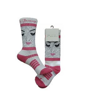 JamSox LaFemme Pink White Crew Sock