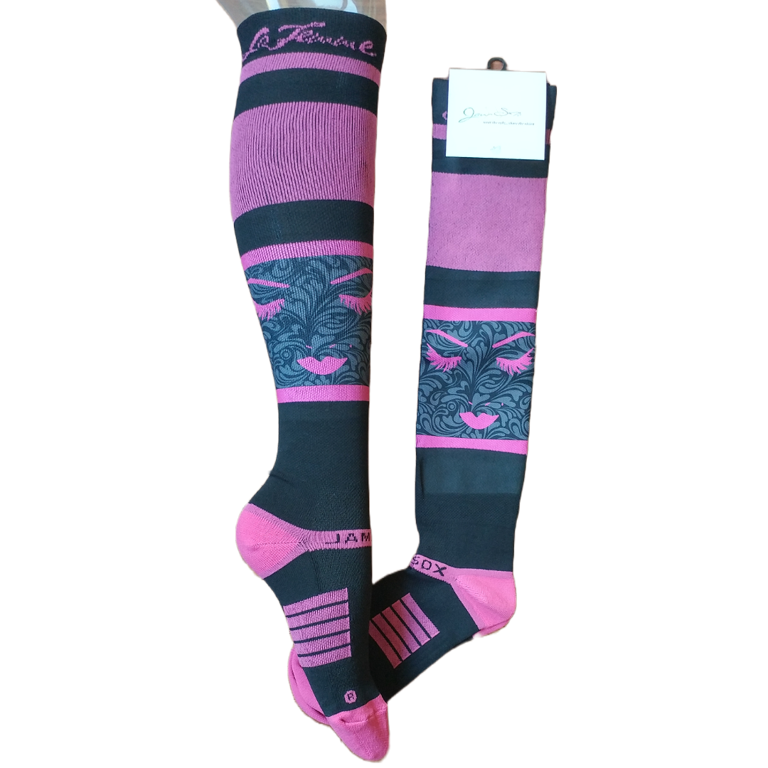 JamSox LaFemme Pink & Black Knee Hi Sock