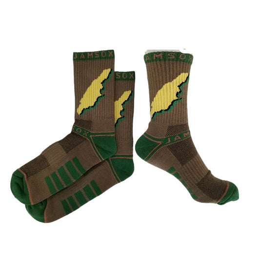 JamSox Maps Crew Sports Sock- Olive