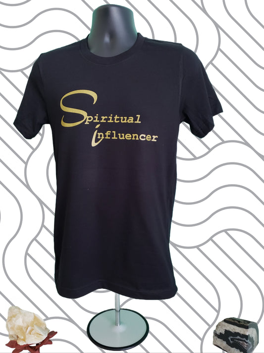 Spiritual Influencer Gold on Black Unisex T-Shirt