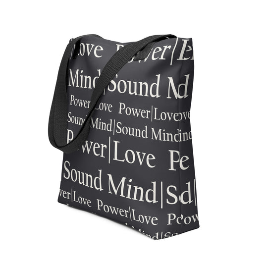 Power Love & Sound Mind Tote Bag in Steadfast Stone