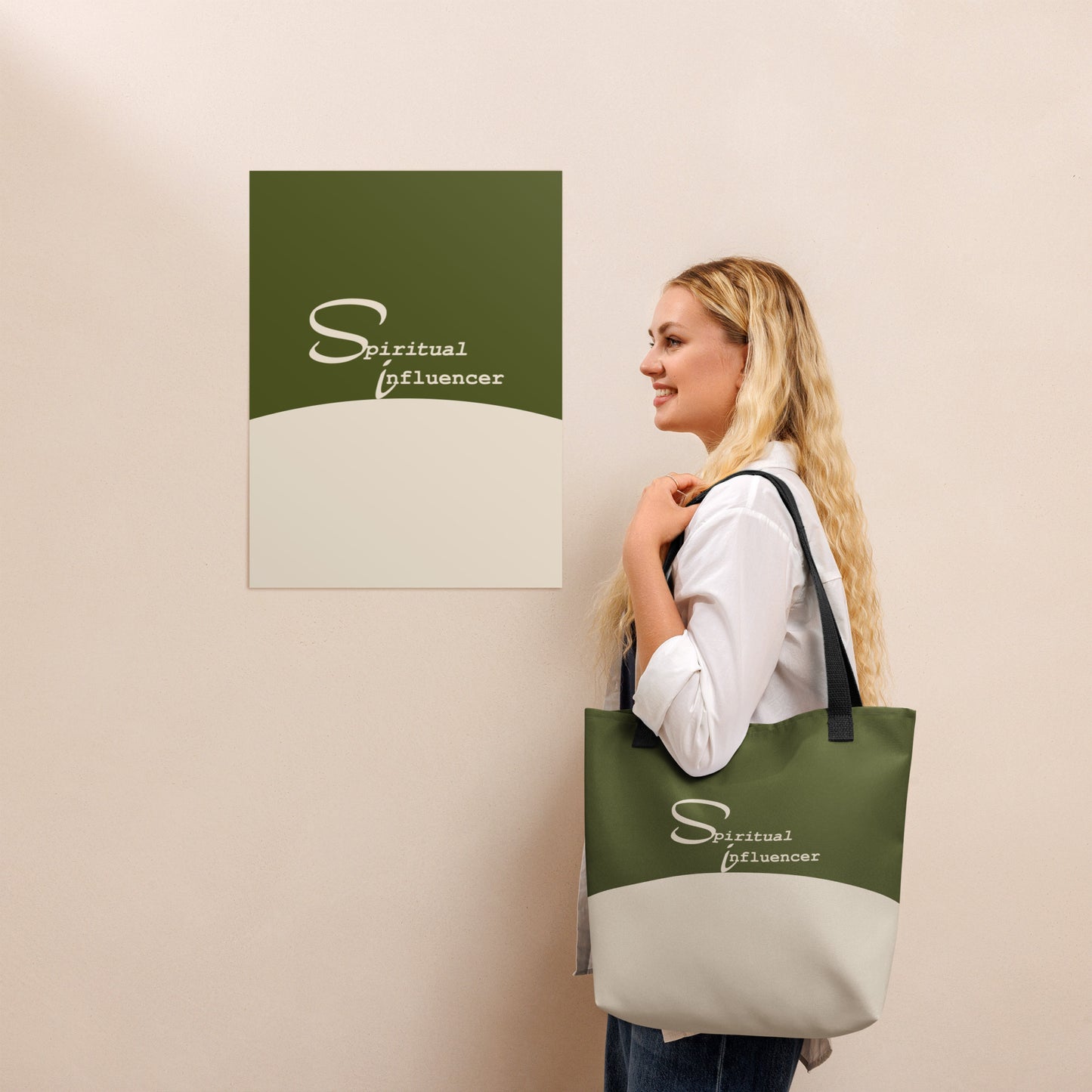 Spiritual Influencer Core Tote- Olive and Sacred Sand