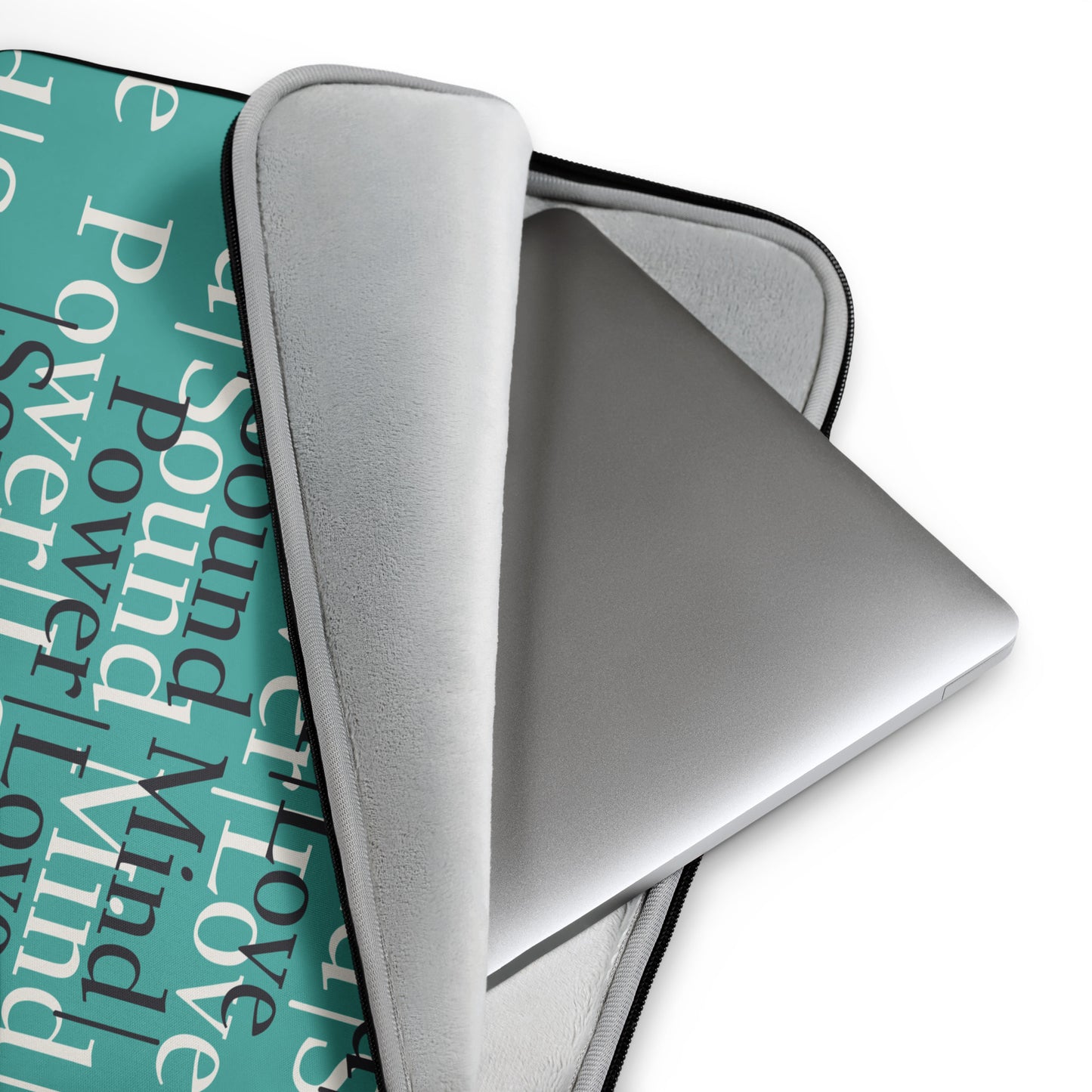Power Love & Sound Mind Laptop Sleeve- Clarity Teal