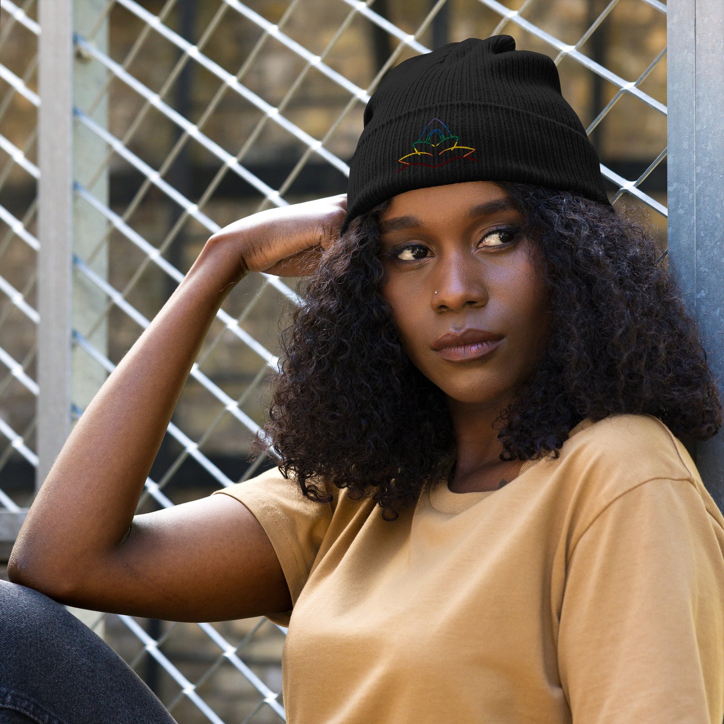 Chakra Lotus Organic ribbed beanie