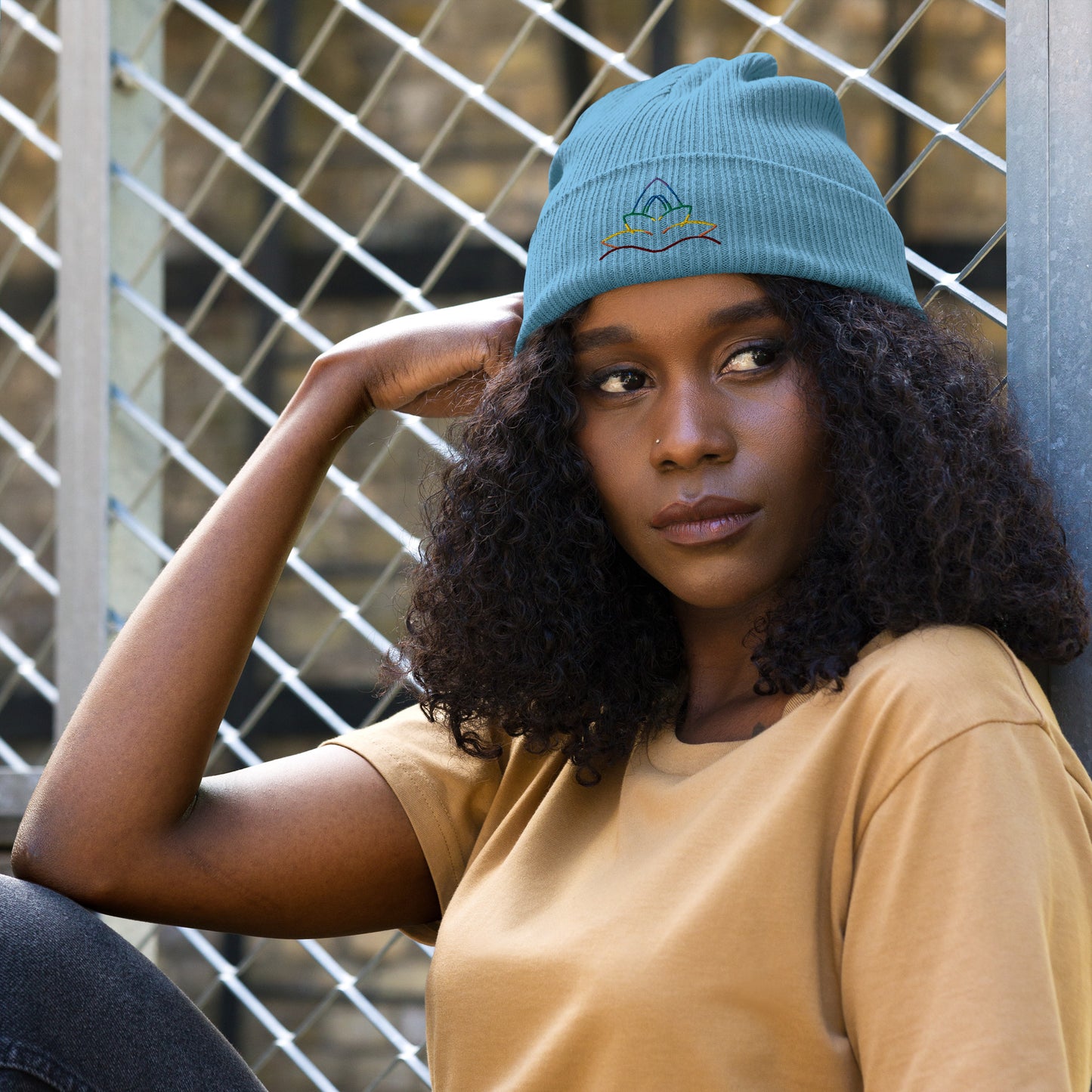 Chakra Lotus Organic ribbed beanie