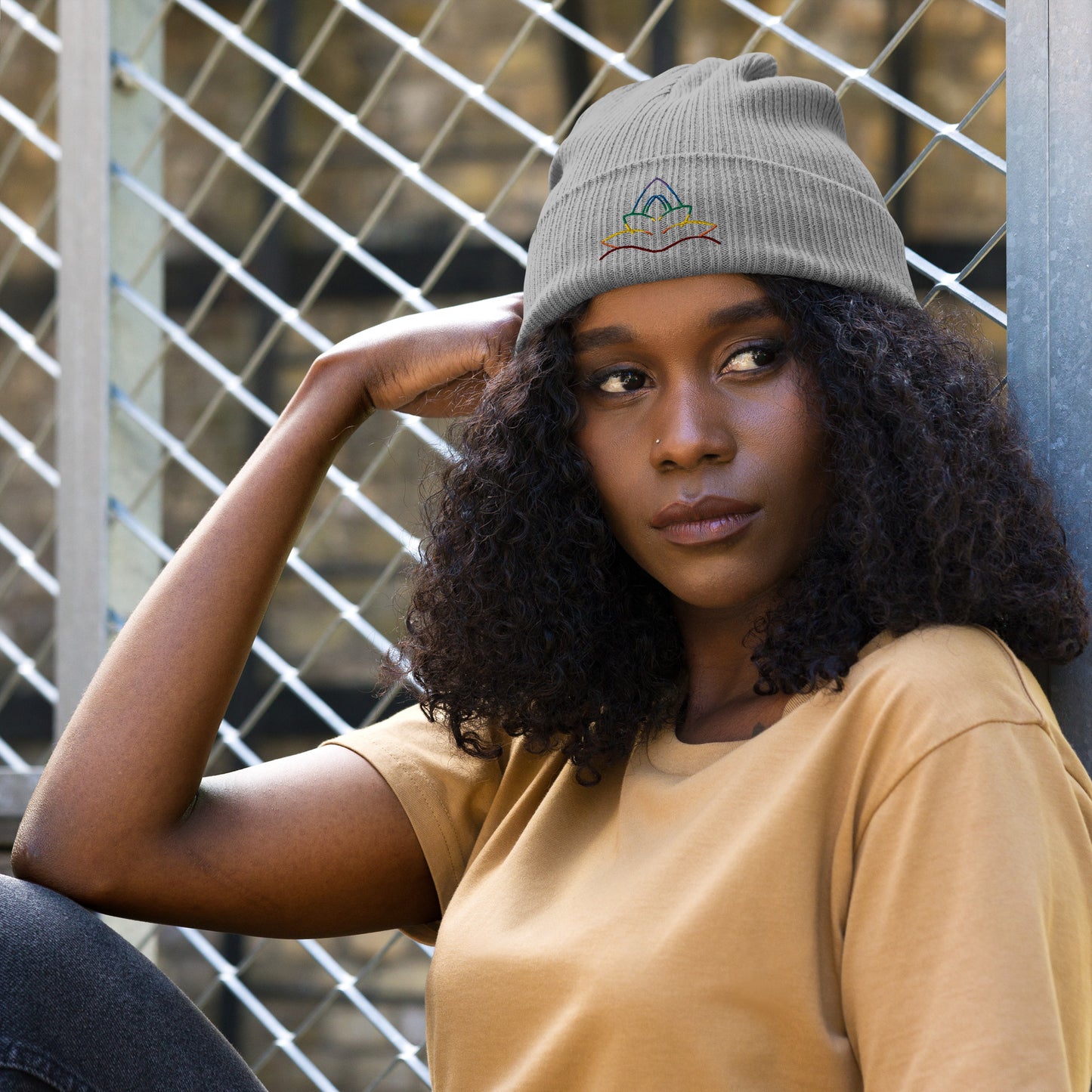 Chakra Lotus Organic ribbed beanie