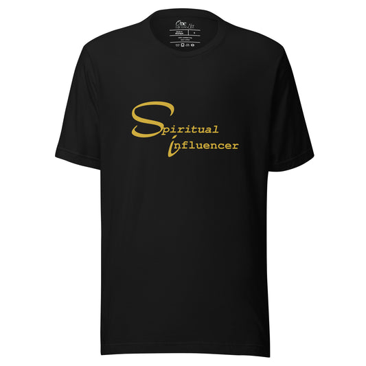 Spiritual Influencer Gold on Black Unisex T-Shirt