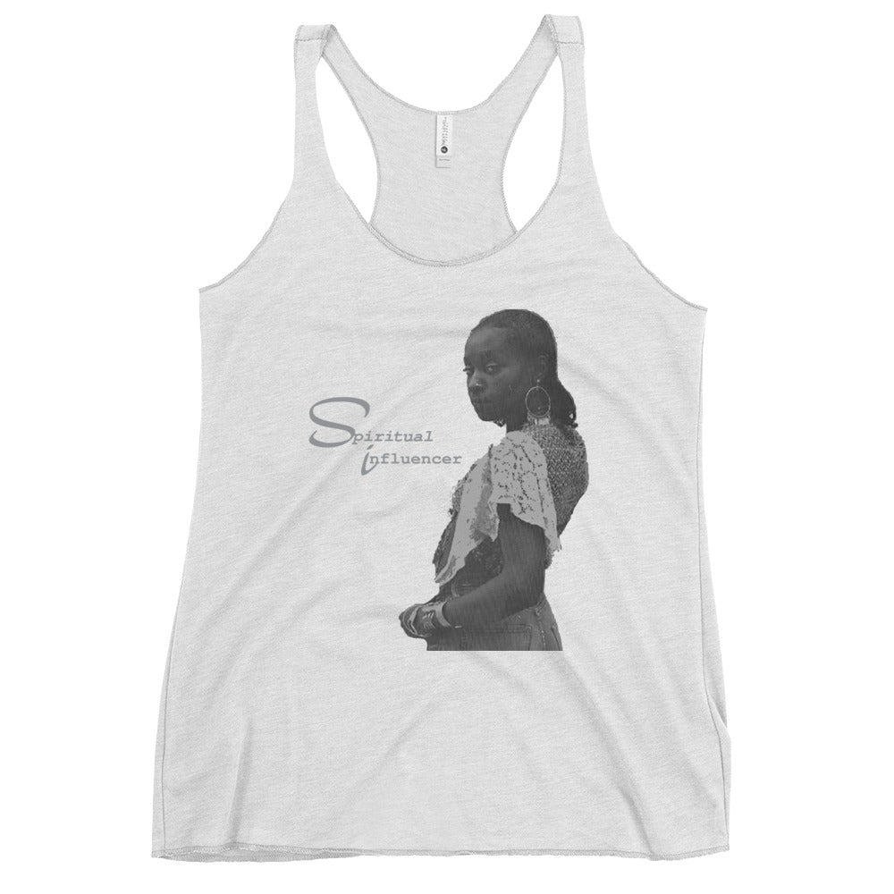 Dhaima Spiritual Influencer Women's Racerback Tank in Grayscale