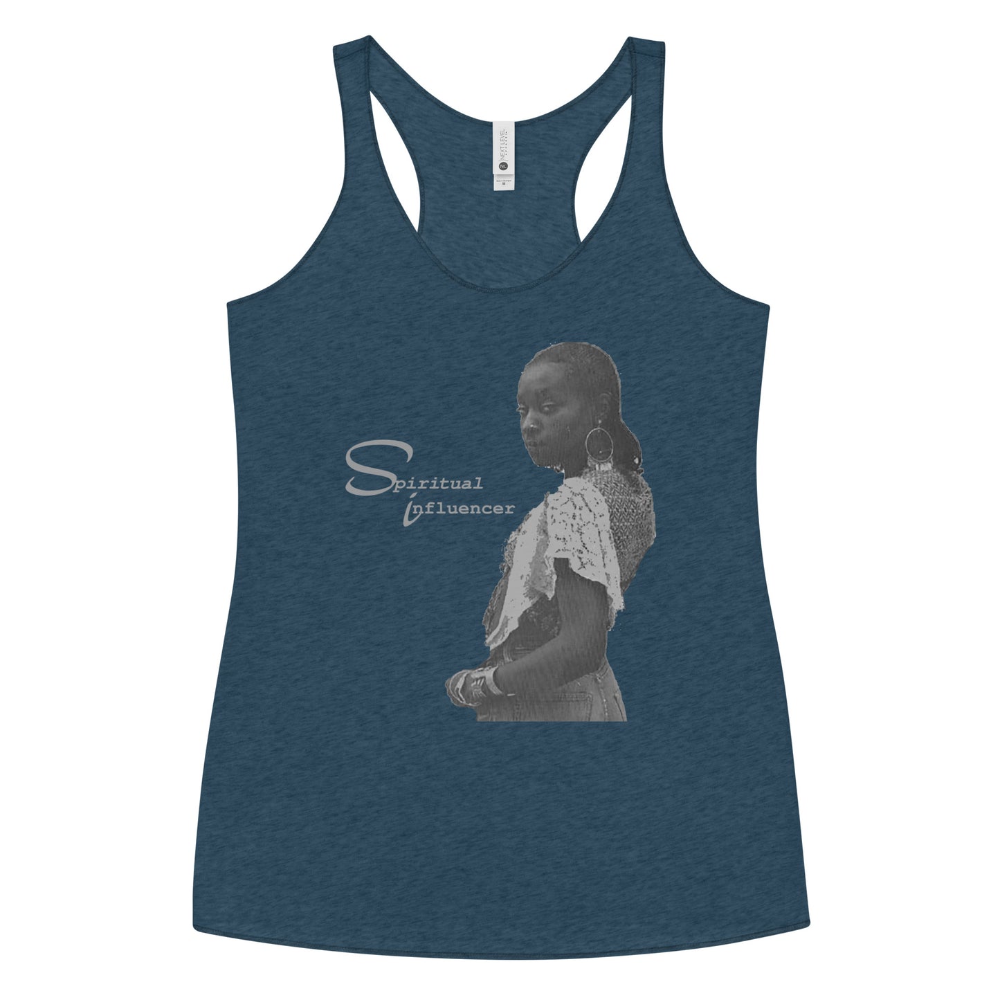 Dhaima Spiritual Influencer Women's Racerback Tank in Grayscale