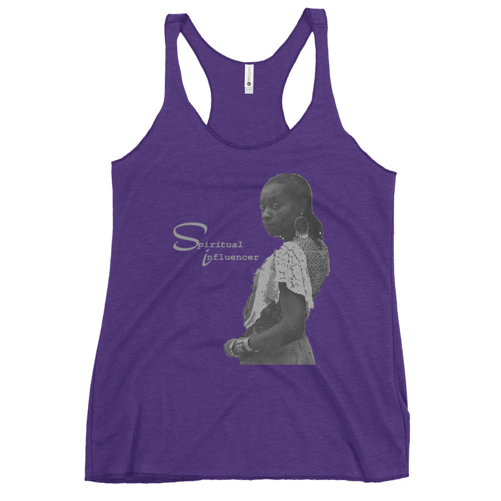 Dhaima Spiritual Influencer Women's Racerback Tank in Grayscale