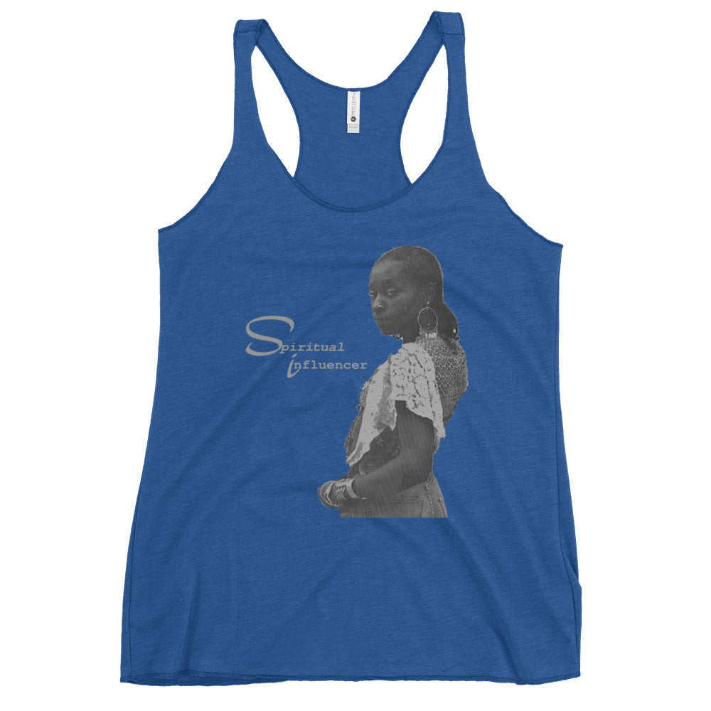 Dhaima Spiritual Influencer Women's Racerback Tank in Grayscale